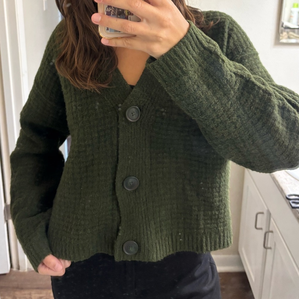 Target Olive Button-Up Cardigan
